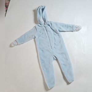 ***Quiltex Soft Blue Fleece Hooded Onesie Size 3-6 Months